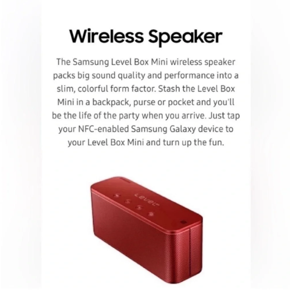 Samsung Level Box Mini Speaker Portable Bluetooth Speaker Red